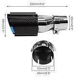 Vechkom 2.5"Inlet 3.5"Outlet Dual Exhaust Tip Y Style Carbon Fiber Car Exhaust Pipe Rear Tip 9.8" Length Universal for Vehicles with 2.5" O.D. (Glossy Blue Roasted) 2PCS