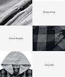 ZITY 3 Pack Men's Flannel Hoodie Shirts Long Sleeve Casual Vintage Button Down Plaid Shirt Jacket with Pocket Deepbluebeige Navy White Large