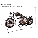 YOUKI Metal Motorcycle Art Wall Decor Desk Shelf Clocks Non Ticking Battery Operated Home Decorative Gift Idea,Wall Decorations for Bedroom Office 16.6 x 1.5X 7.9 Inches,Bronze