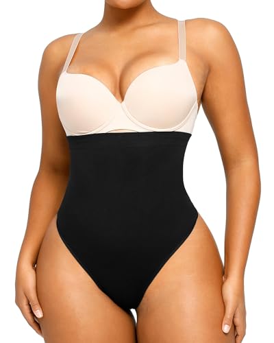 SHAPELLX Women Shapewear Thong Tummy Control Seamless Body Shaper Underwear Waist Slimming Shapewear Panties Body Shaper Black