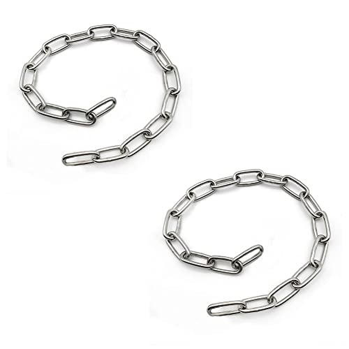 Stainless Steel Safety Chains 50CM (L) x 4MM (T) Long Link Chain Rings Light Duty Coil Chain for Hanging Pulling Towing (4mm*50cm-2 Pack)