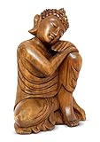 G6 Collection 8" Wooden Serene Sleeping Buddha Statue Hand Carved Sculpture Handmade Figurine Decorative Home Decor Accent Handcrafted Art Traditional Modern Decoration Sitting Resting Buddha (Small)