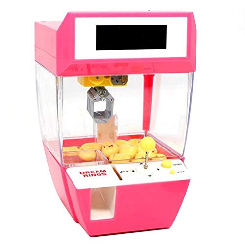 SISHUINIANHUA Alarm Clock Coin Operated Game Machine Crane Machine Candy Doll Grabber Claw Arcade Machine Automatic Toy Kids Children,Pink