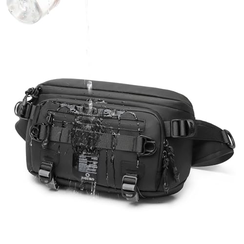 OZUKO Waist Pack Bag Fanny Pack for Men&Women Hip Bum Bag with Adjustable Strap for Outdoors Workout Traveling Casual Running Hiking Cycling(Black)