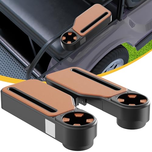 Upgraded Golf Cart Armrest with Cup Holder – Universal Fit for EZGO, Club Car, Yamaha – Waterproof, Golf Cart Accessories, Larger Armrest Area, No Drilling Required, Fits 1" & 1.25" Square Tubes