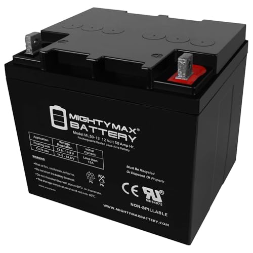 Mighty Max ML50-12 -12 Volt 50 AH, Nut and Bolt (NB) Terminal, Rechargeable SLA AGM Battery