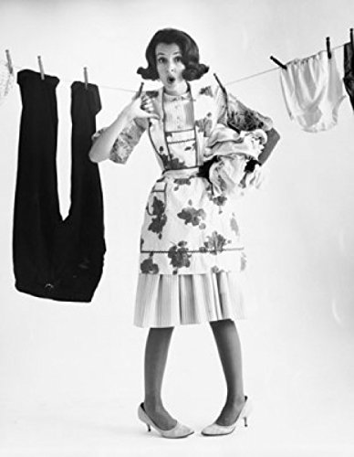 Posterazzi Portrait of a young woman pinned to a clothesline Poster Print, (24 x 36)