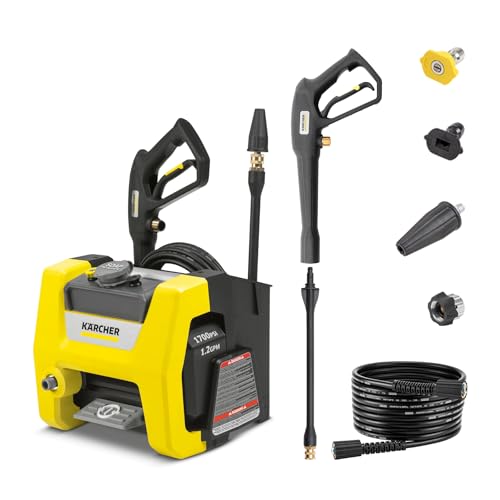 Kärcher Pressure Washer K1700 Cube, Max 2125 PSI, 3 Spray Nozzles, Detergent Tank, For Cars, Driveways, Siding, Patios, 1.46 max. GPM