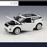 CARICS 1:24 Scale Diecast Metal Toy Car - Range Rover Land Rover Evoque w/ Sunroof White - Luxury SUV - Kid, Children