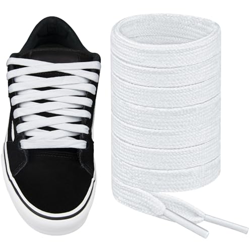 Endoto Shoelaces Replacement Flat Shoe Laces for Vans Skate Sneaker Shoes Old Skool(Color:White,Size:36Inch)