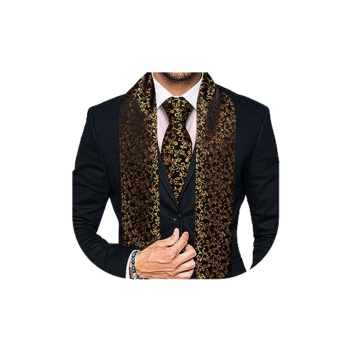 YOHOWA 2PCS Scarf Necktie Set Men/Women Fashion Silk Lightweight Feeling Print Soft Scarves Neckerchief Wraps Gift
