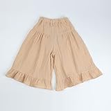 HOOLCHEAN Baby and Little Girls Soft Cotton Gauze Wide Leg Ruffled Pants (Khaki, 73: 6-12 Months)