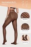 Vertvie Fleece Lined Tights for Women Thermal Pantyhose Fake Translucent Winter Warm Tights High Waisted Thick Leggings (220g-Thin Fleece,Coffee Sheer,Small-Medium)