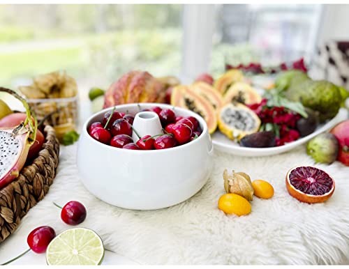 Corico - The Cherry Bowl - Porcelain Serving Dish for Fruits and Nuts w/ Pit and Shell Storage