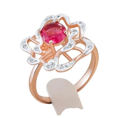 QERERTATEI New 2026 Hot Red Natural Zircon Ring For Women Fashion 585 Rose Gold Silver Color Mix High Daily Fine Retro Jewelry Trendy Accessories Creative Gift