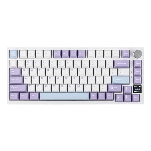 EPOMAKER Ajazz AK820 Pro 75% Wireless Mechanical Keyboard with TFT Smart Display&Knob, Gasket-Mounted Gaming Keyboard, Bluetooth/2.4GHz/USB-C Wired (Purple, Gift Switch)