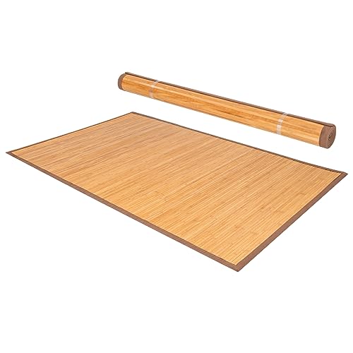 Giantex 5’ x 8’ Bamboo Area Rugs - Floor Mat with Anti-Slip Backing, Durable Roll-up Floor Rug, 60” x 96” Indoor Mat Rug for Dining Room, Living Room, Bedroom, Entryway, Bamboo Carpet (Modern)