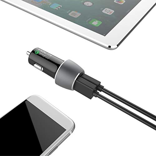 PRO 33 Watt Car Kit Compatible with Xiaomi Mi 5c Plus Data, Durable Quick Adaptive Fast Charging Dual USB-C/MicroUSB Long 4ft Cables