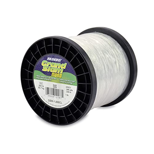 Hi-Seas Grand Slam Monofilament Line, 200 lb / 90.7 kg Test.059 in / 1.50 mm Dia, Clear, 245 yd / 224 m (GSM-1-200CL)