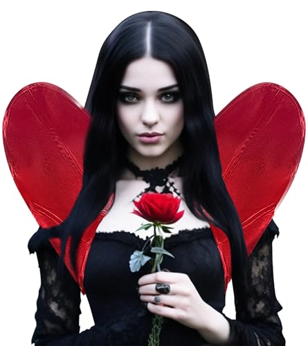 Wolancy Womens Evil Queen Hearts Stand up Collar Victorian Gothic Vampire Neck Collar Medieval Renaissance Standing Collar (Red, One Size)