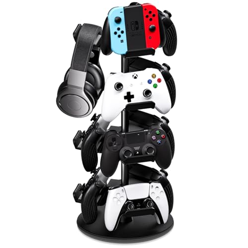 Nargos Universal Controller Holder for Xbox PS5 PlayStation 4 Switch Pro Gamepad, Rotating Headset Stand, 4 Tier, Gamer Gifts