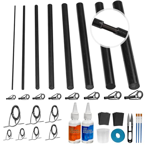 THKFISH Fishing Rod Repair Kit with Carbon Fiber Rod Tips & Eyelet Replacement Supplies