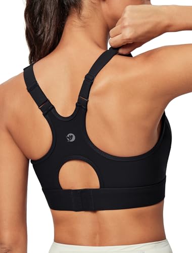 IUGA High Impact Sports Bras for Women High Support Racerback Sports Bra with Sewn-in Pads Adjustable Straps Ink Black