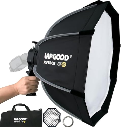 Bowens Mount Softbox 24''/60CM Handheld Quick Set-up, S-Type Bracket Compatible with Godox Canon Sony Fuji YongNuo Flash AD200PRO V1 TT600 V860III 430EXIII SB500 YN320EX YN560