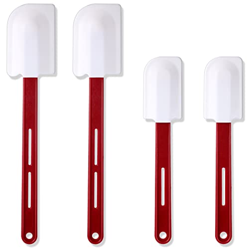 Norme 4 Pcs High Temp Silicone Spatulas Heat Resistant Rubber Spatula Commercial Silicone Scraper with Handle for Kitchen Cook Baking Mixing Utensil, Dishwasher Safe (10 Inch,14 Inch)
