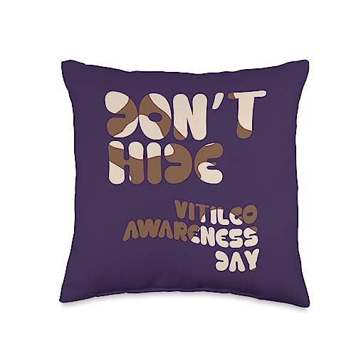 Vitiligo Awareness Tees for Vitiligo Collective Don't Hide, deep Skin, Vitiligo Awareness Day Throw Pillow, 16x16, Multicolor