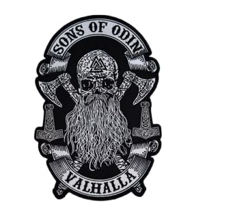 SONS of Odin Embroidered Back Patch, Large, Iron On for Biker Vest, Jackets