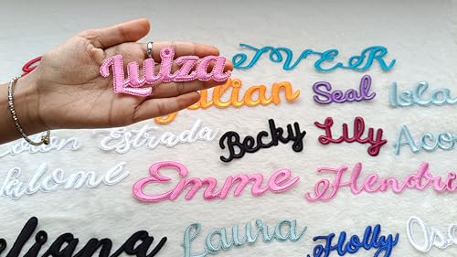 Cilora Iron on Name Patch with Beautiful Shape to Shape Border Cut, Custom Embroidered Patches (Backless)
