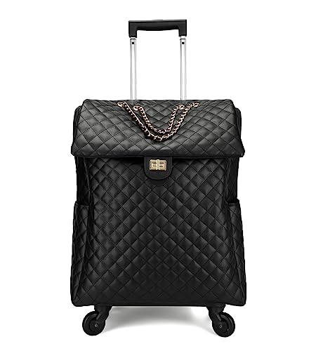 feilario 21in Leather Softside Underseat Carry on Suitcases Travel Duffel Bag with 4-rolling Spinner Wheels