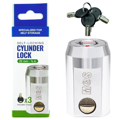 Moving & Storage - Self Locking Cylinder Lock with Weatherproof Design and Tamper Resistant Security for Superior Self Storage Solutions (Three Keys Included)