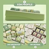 GEKUCAP PBT Keycaps 132 Keys Spring Theme Green Keycaps Dye-Sublimation Cute Keycaps XOA Profile Custom Keycaps Set for Cherry Gateron MX Switches Mechanical Keyboards