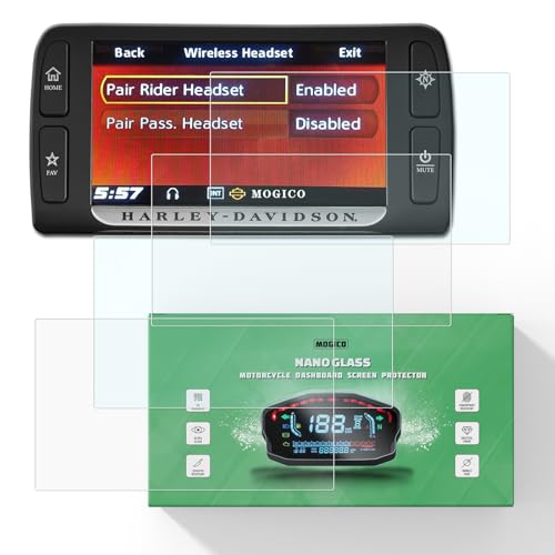 Mogico Motorcycle Accessories Nano Glass Dashboard Screen Protector Kit for Harley Davidson Boom! Box 6.5 GT 2014+ Radio GPS Anti-Scratch Instrument Cluster Saver (2 x Ultra Clear & 2 x Anti Glare)