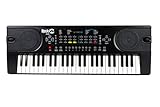 RockJam 49 Key Keyboard Piano with Power Supply, Sheet Music Stand, Piano Note Stickers & Simply Piano Lessons, Black