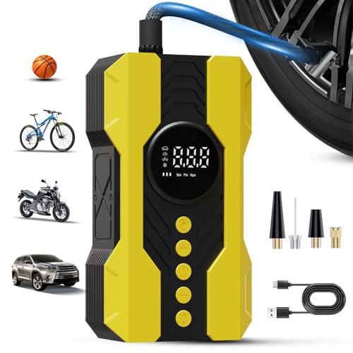 Kalyoosen Tire Inflator Portable Air Compressor, 200PSI & 4X Faster Portable Tire Inflator for Car, Accurate Tire Pressure Gauge,Air Pump for Car Tires, Electric Bike, Soccer Ball, Exercise Ball
