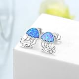 SCZKLAQ Jellyfish Earrings 925 Sterling Silver Cute Jellyfish Opal Stud Earrings Jellyfish Jewelry Gift for Women