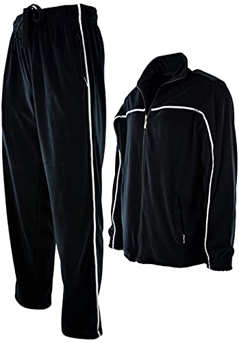 ChoiceApparel Mens Velour Tracksuit with Zippered Pockets (204-Black, 4X-Large)