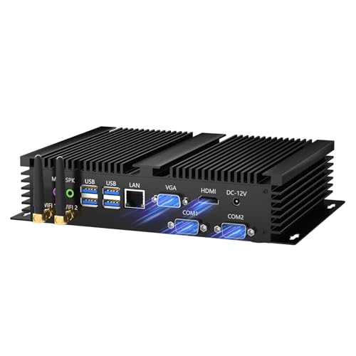 Kinupute Fanless Mini PC, Industrial Desktop Computer i7-1165G7 Upto 4.7GHz, Windows 11 Pro, 32G DDR4, 1T NVME SSD, 2xCOM RS232, HDMI/VGA Support 4K, Gigabit Ethernet, WiFi6, BT5.1, Full Metal Case