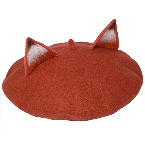 Handmade Fox Ears Beret Vintage Moon Artist Hat Kawaii Story Hat Cute Women Cap