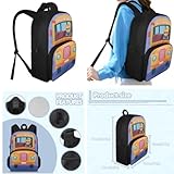 FUIALDOLG School Backpack for Girls Boys, Cartoon School Bus 3 in 1 Water Resistant School Bag with Mesh Pockets Large Capacity Pencil Box Tote Bag Thermal insulated Lunchbox