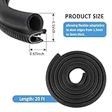 20Ft Car Door Seal Strip,U-Shaped Automotive Weather Stripping Rubber Seal Strip with Metal Clips,Universal Push-in Car Door Edge Guards Fits Car Truck Boat RV Home (20Ft)