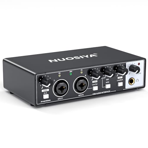 USB Audio Interface for PC Computer Recording Music, 2x2 Guitar Audio Interface for Mac 24 Bit/192kHz Podcasting Streaming for Vocalist Producer with 48V Phantom Power