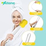 Yetene 3 Pieces Long Handle Sponge 22.4'' Back Sponge on a Stick Body Brush Handled Washer Scrubber for Foot Body Limited Motion(Yellow)