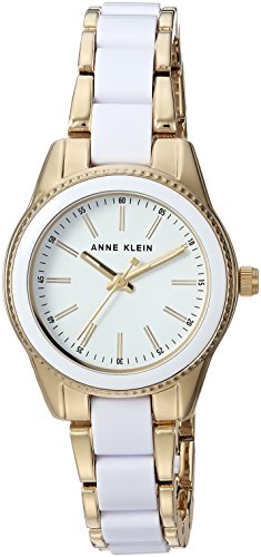 Anne Klein Women's AK/3212WTGB Gold-Tone and White Resin Bracelet Watch