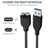 SaiTech IT 45CM USB 3.0 Cable A to Micro B high Speed Upto 4.8 Gbps Data Transfer Cable for Portable External Hard Drive - Black (5 Pack)