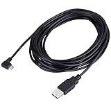 LARRITS Extra Long 15FT USB 2.0 A to Micro B USB Cable 90 Degree Right Angle Charge Cord with 5pc Wiring Clips for Car Dash Cam GPS Navigation DVR Digital Camera Camcorder Security Cam…