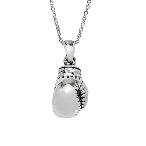925 Silver Boxing Glove Pendant Necklace on 48cm Silver Chain, 925 Sterling Silver Pendant Necklace for Men and Women